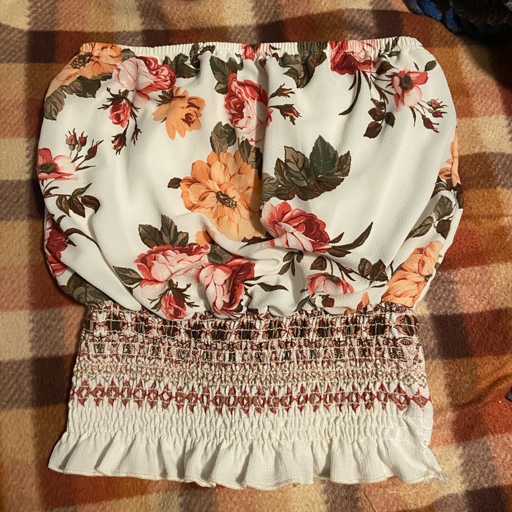Papaya - Floral Tube Top Size M